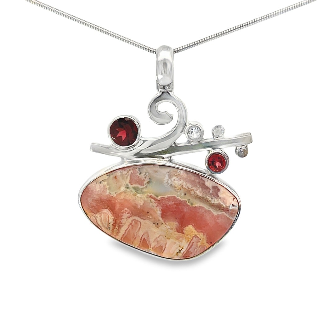 Rhodochrosite Pendant Necklace (FA1007)