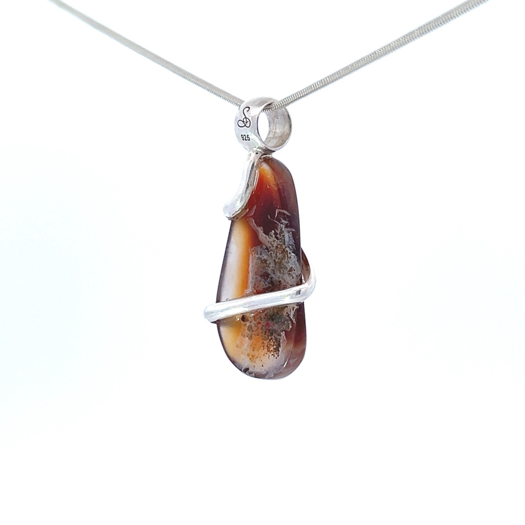 Fire Agate Pendant Necklace (SE1183)