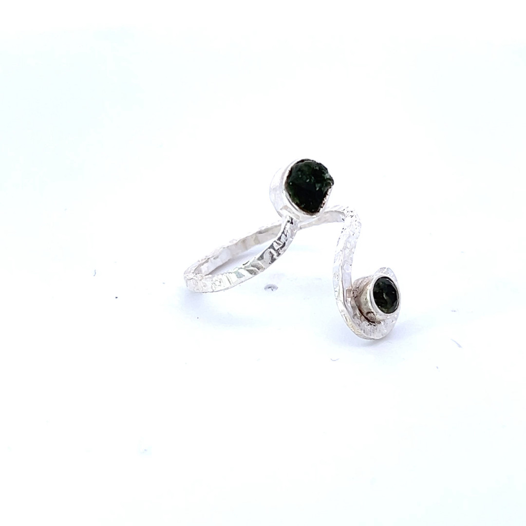 Moldavite Faceted & Rough Ring (R1012)