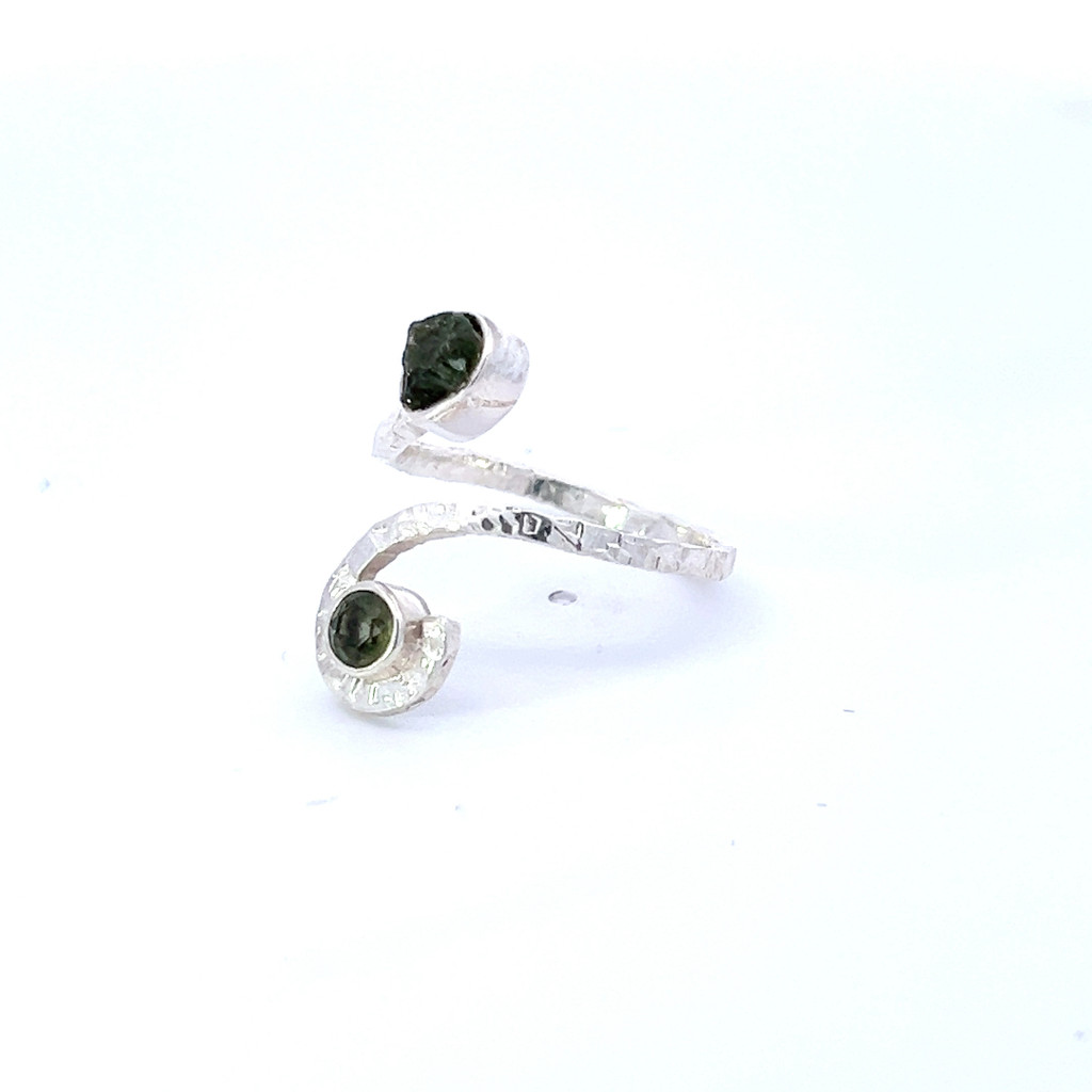 Moldavite Faceted & Rough Ring (R1012)