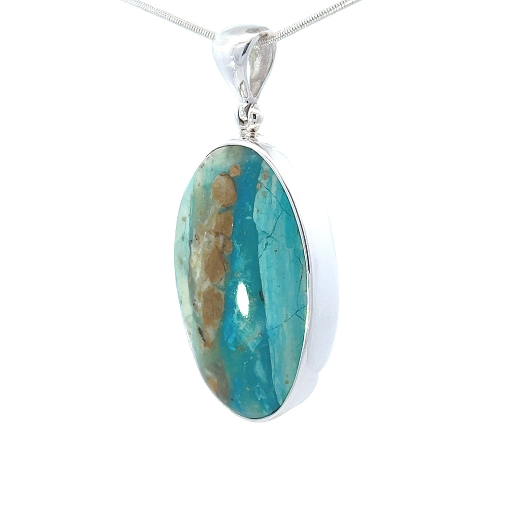 Peruvian Blue Opal Pendant Necklace (FA1151)