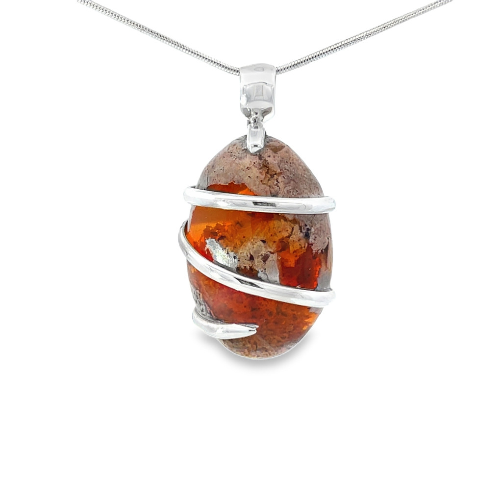 Fire Opal Pendant Necklace (FA1055)