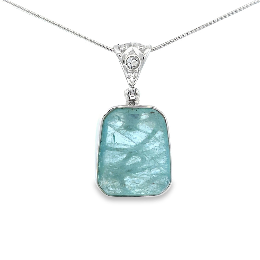 Aquamarine Crystal Pendant Necklace (SE1272)