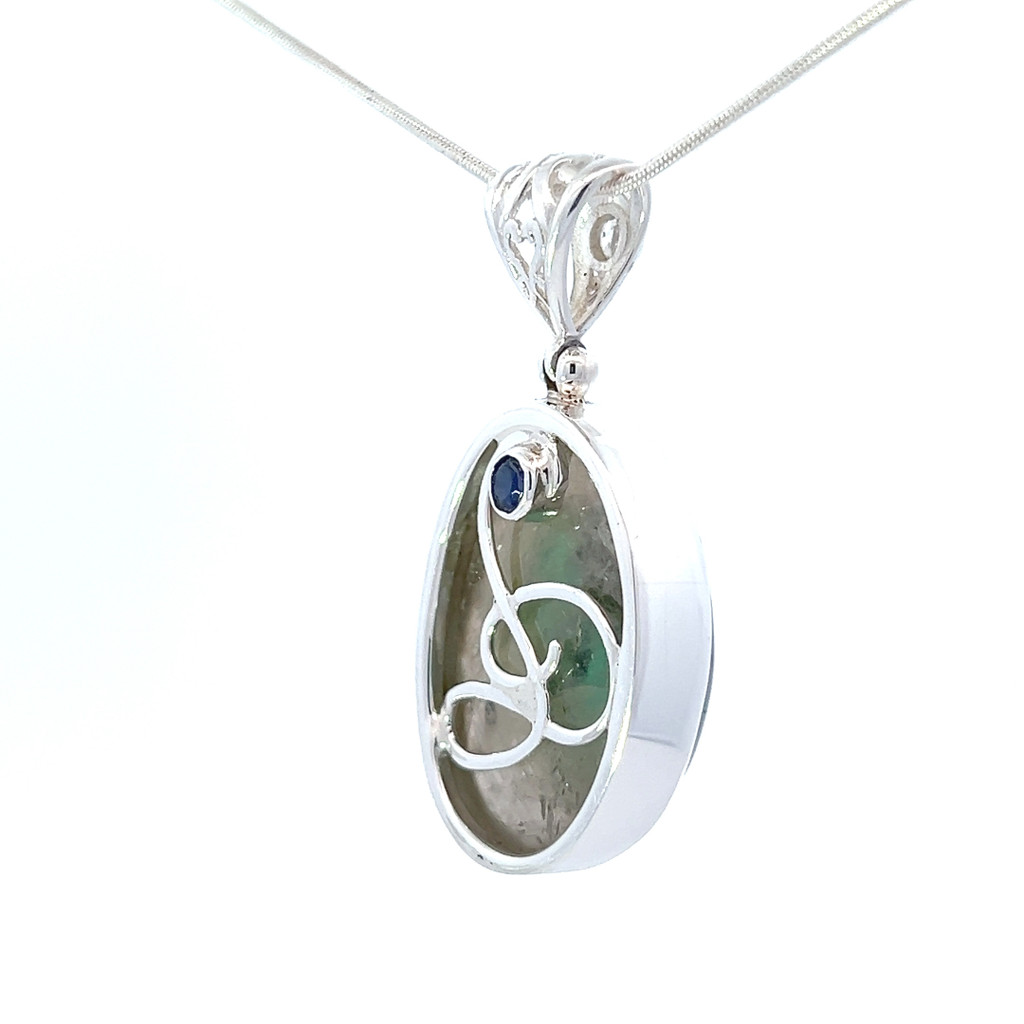 Natural Emerald Pendant Necklace (SE1327)