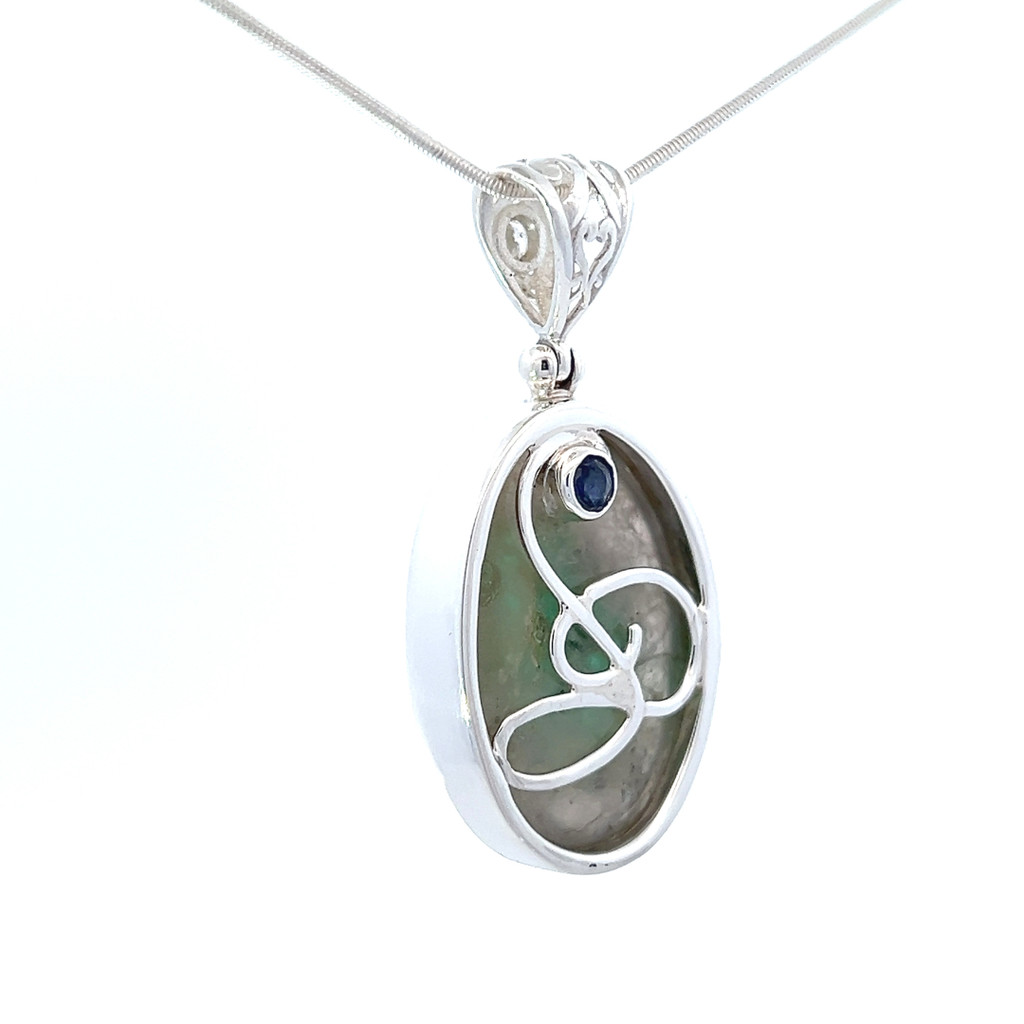 Natural Emerald Pendant Necklace (SE1327)