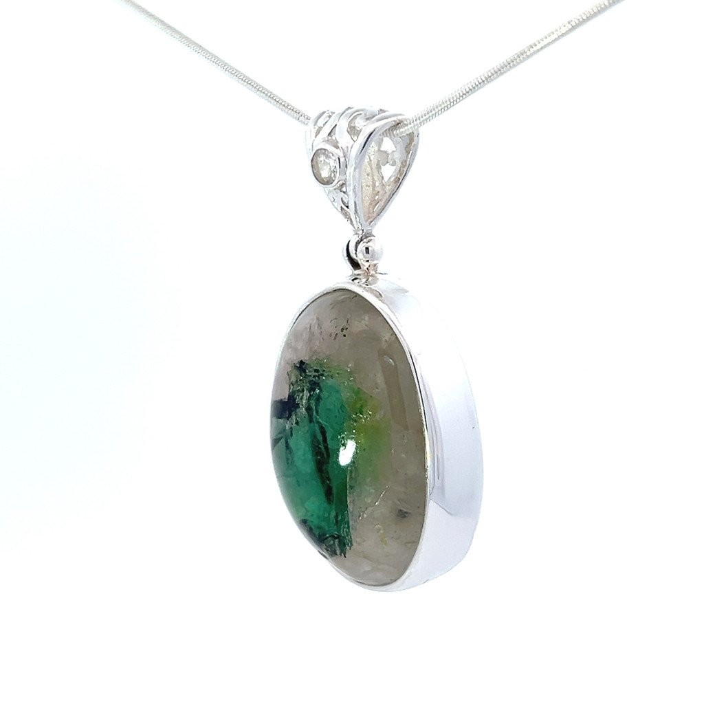 Natural Emerald Pendant Necklace (SE1327)