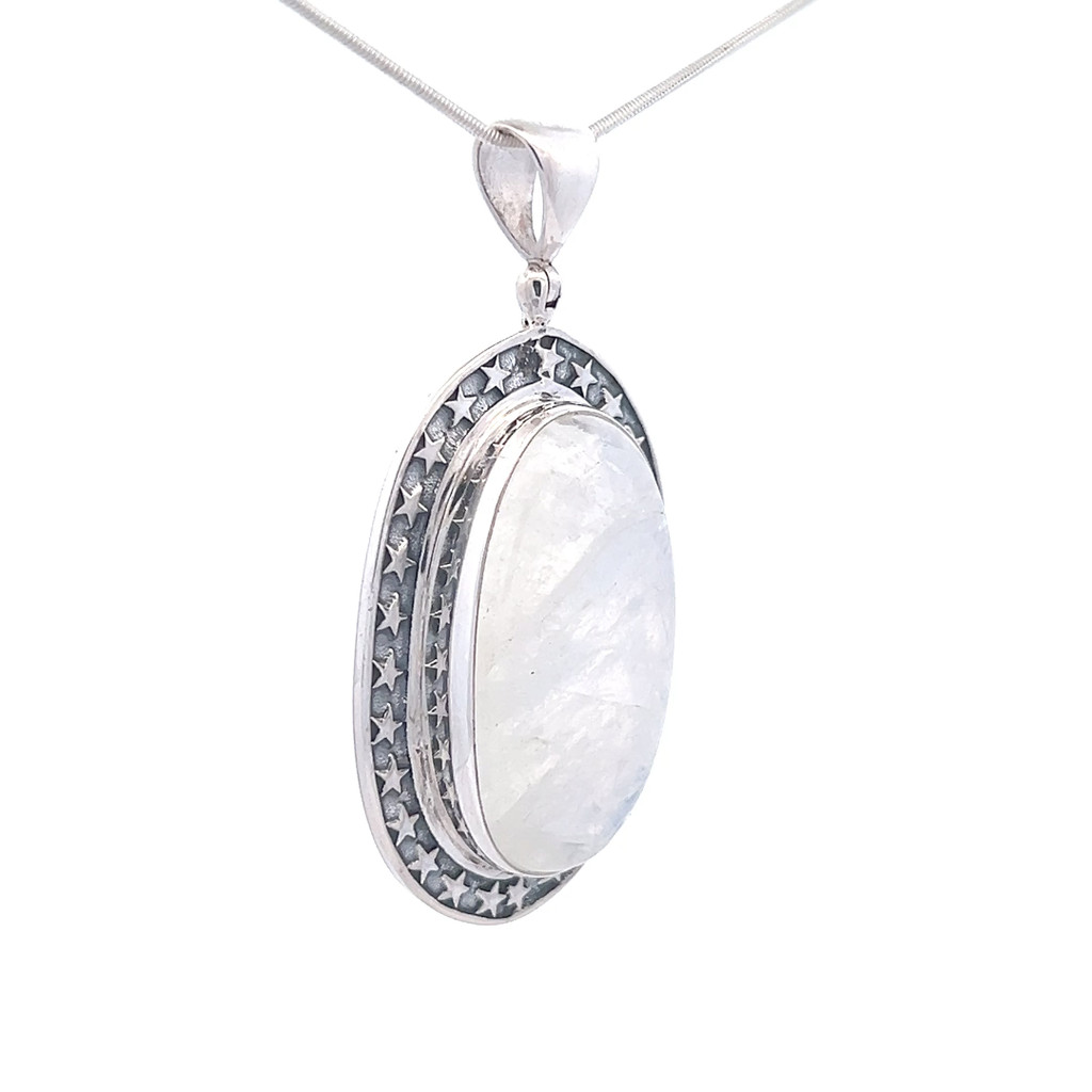 Starred Rainbow Moonstone Necklace