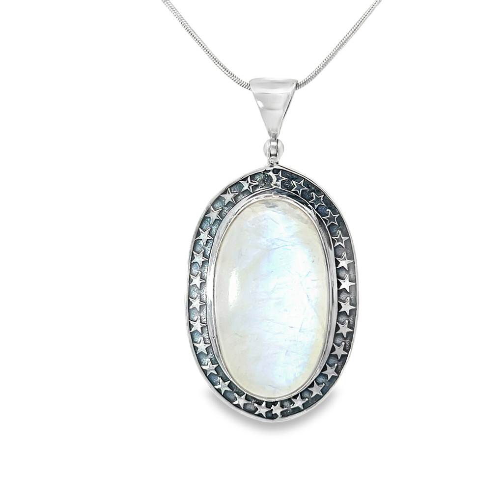 Starred Rainbow Moonstone Necklace