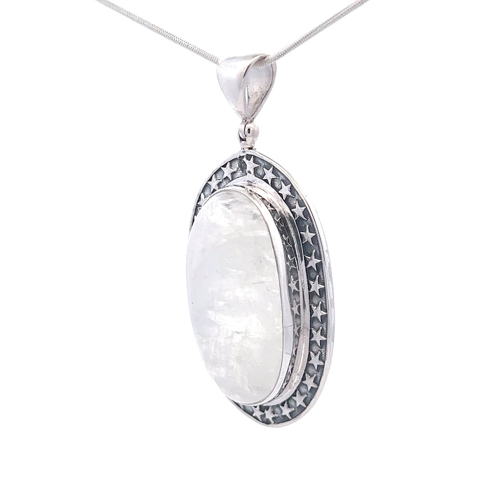 Starred Rainbow Moonstone Necklace