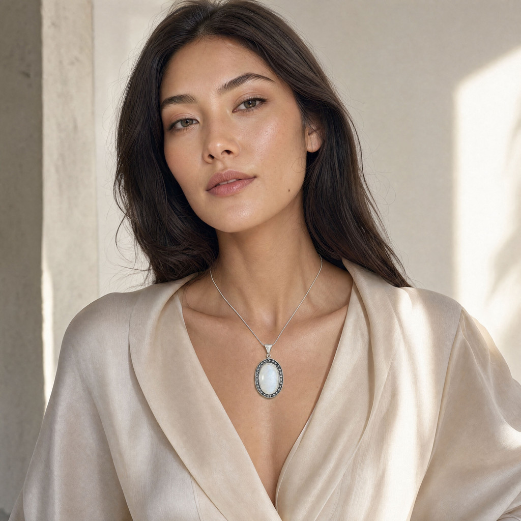 Starred Rainbow Moonstone Necklace
