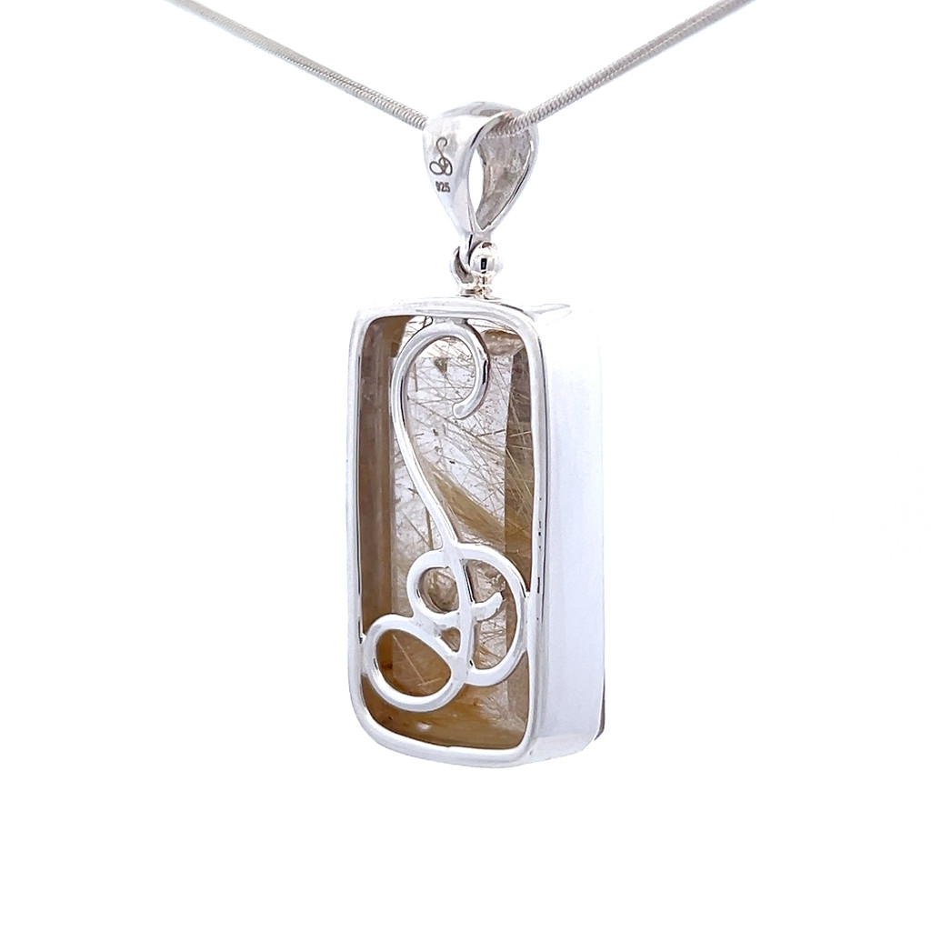 Rutilated Quartz Pendant Necklace (FA2179)