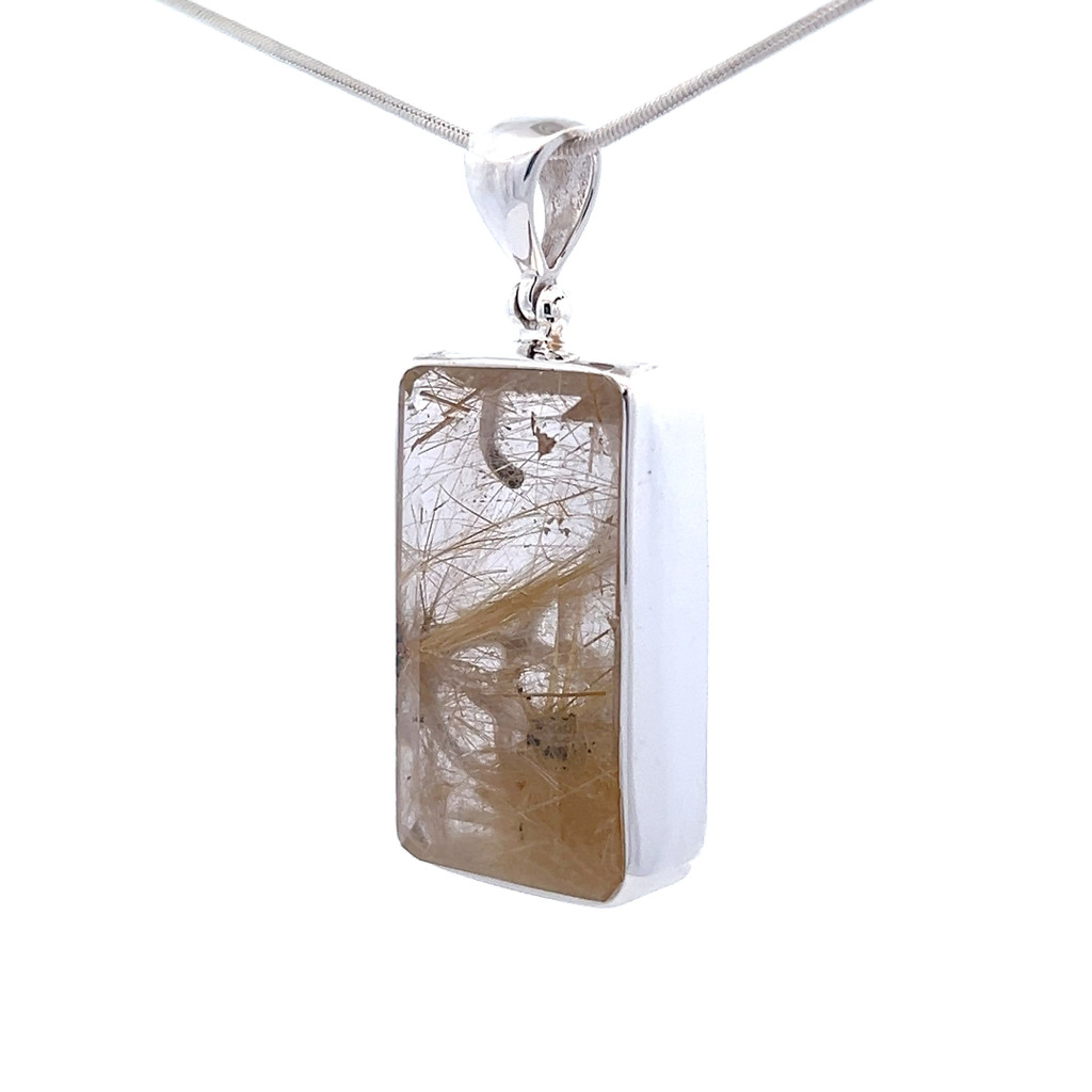 Rutilated Quartz Pendant Necklace (FA2179)