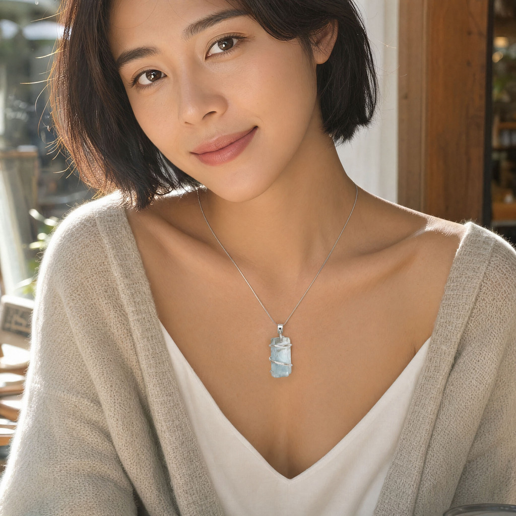 Aquamarine Pendant Necklace (SE1187)