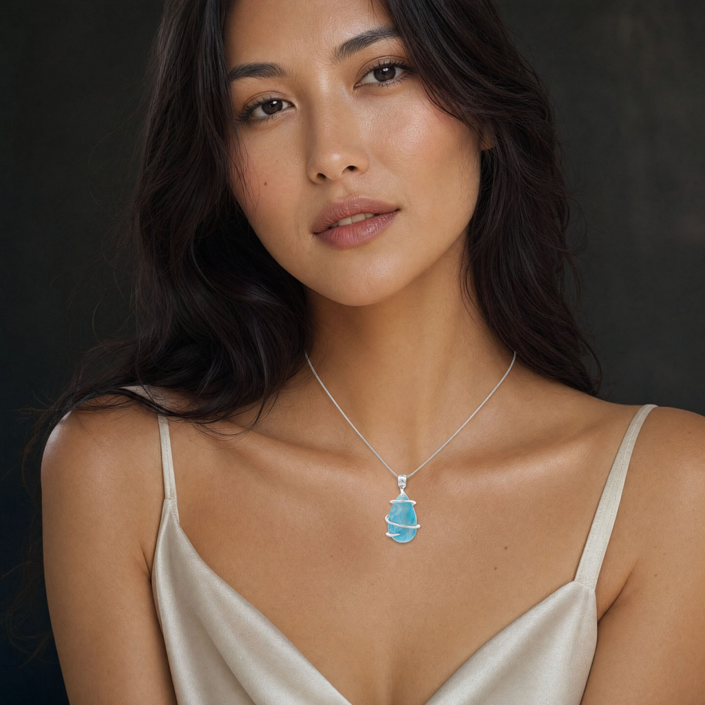 Larimar Pendant Necklace (FA1035)
