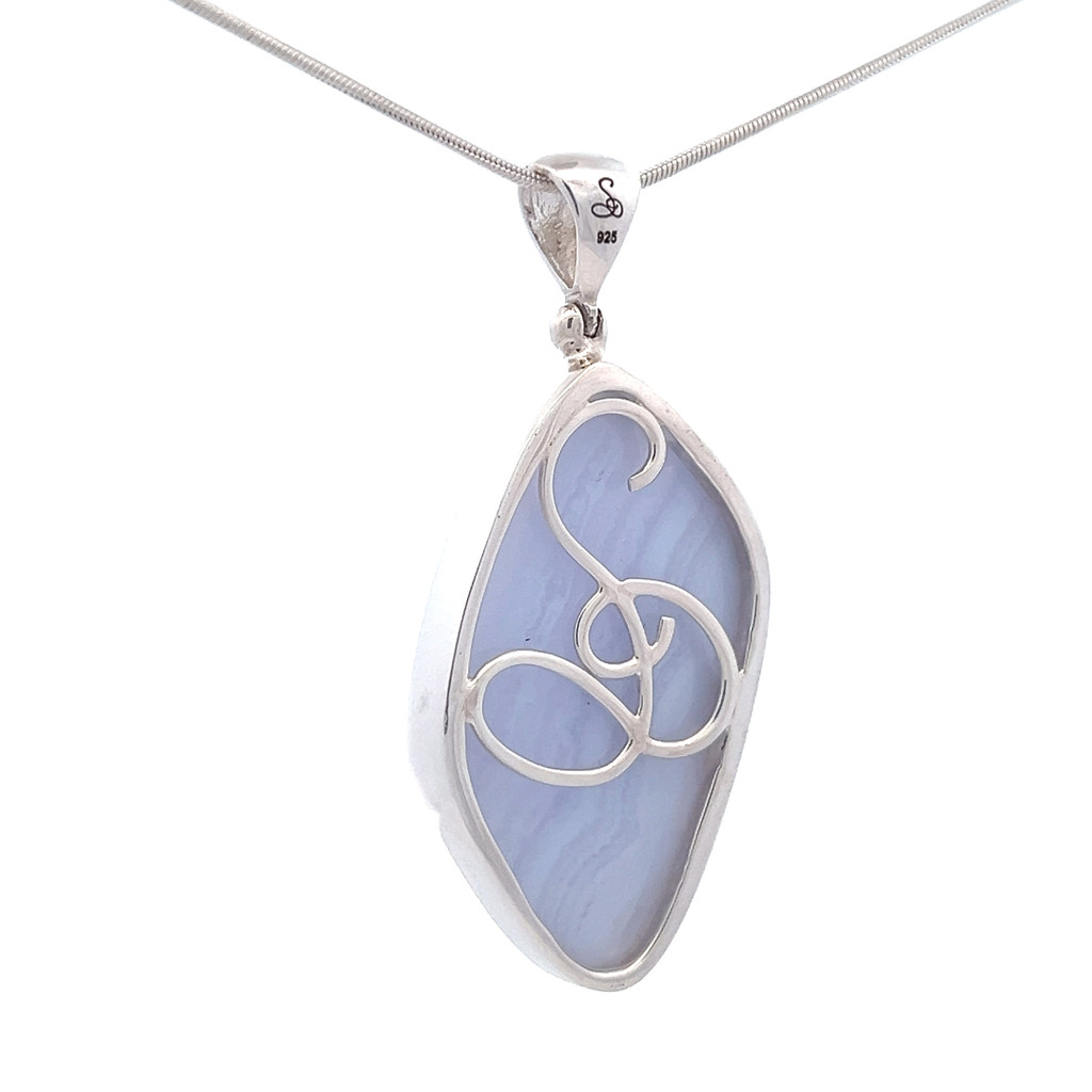 Blue Lace Agate Pendant Necklace (AE1220)