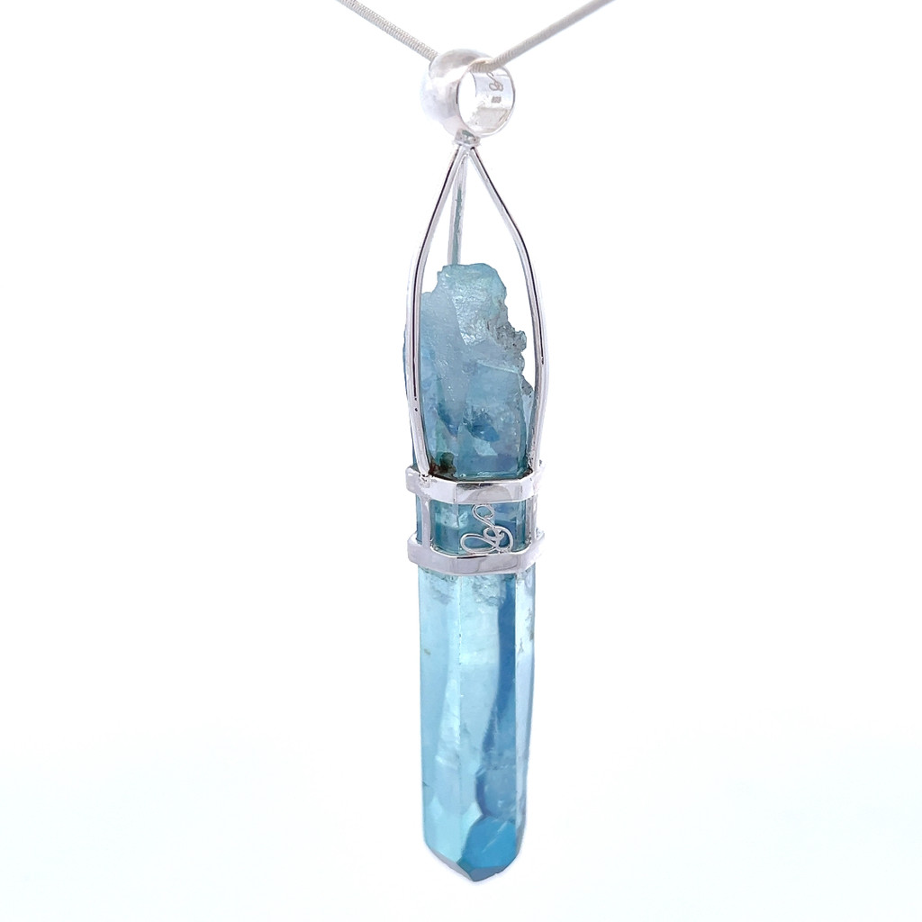 Aqua Aura Crystal Pendant Necklace (SP1001)