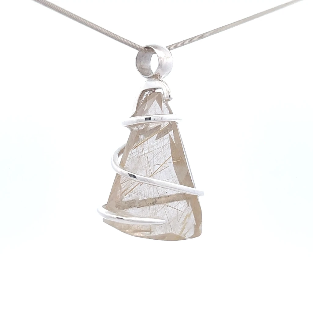 Rutilated Quartz Pendant Necklace (SE1793)