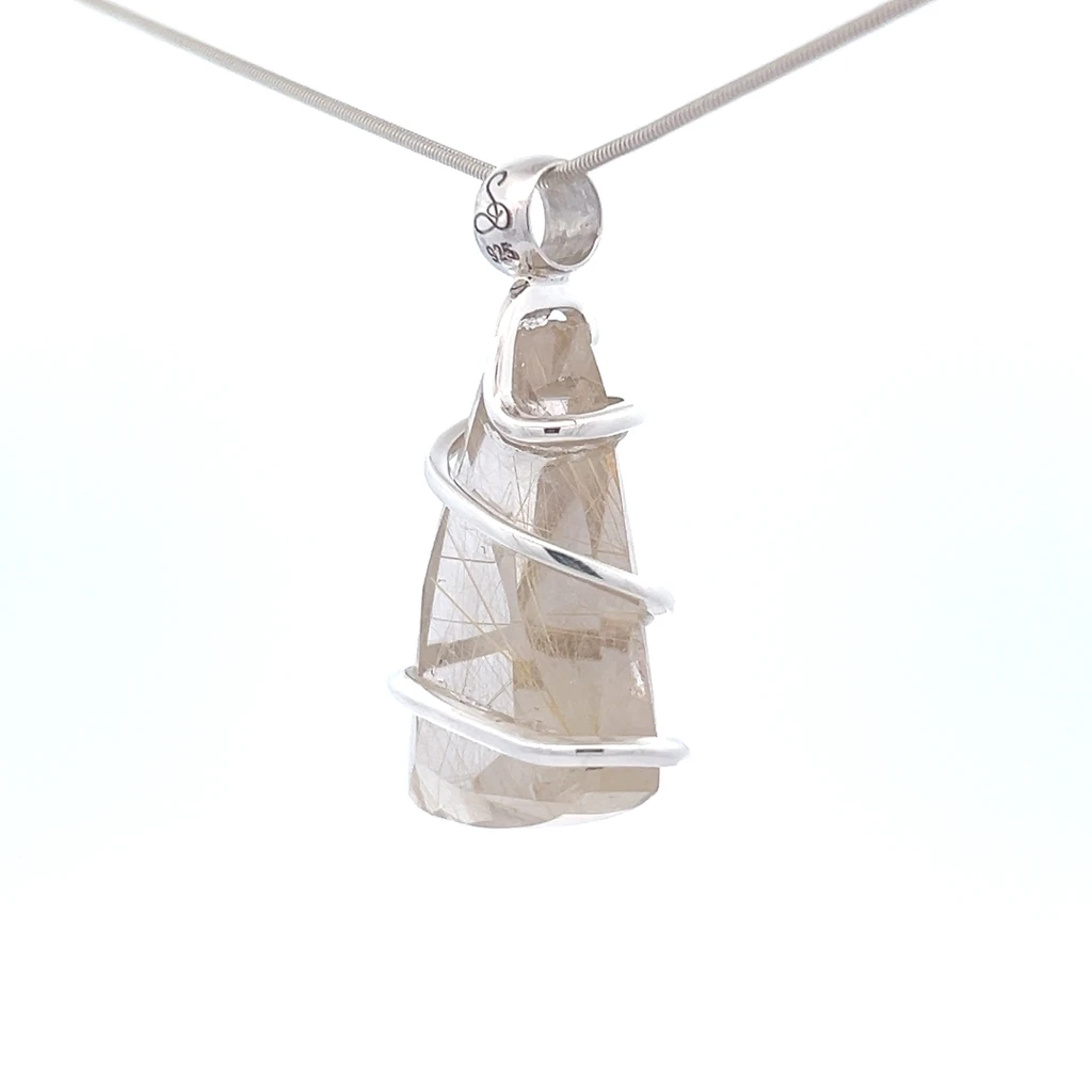 Rutilated Quartz Pendant Necklace (SE1793)