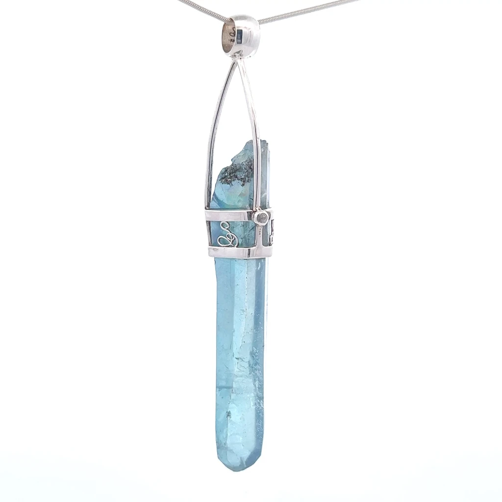Aqua Aura Crystal Pendant Necklace (SB2815)