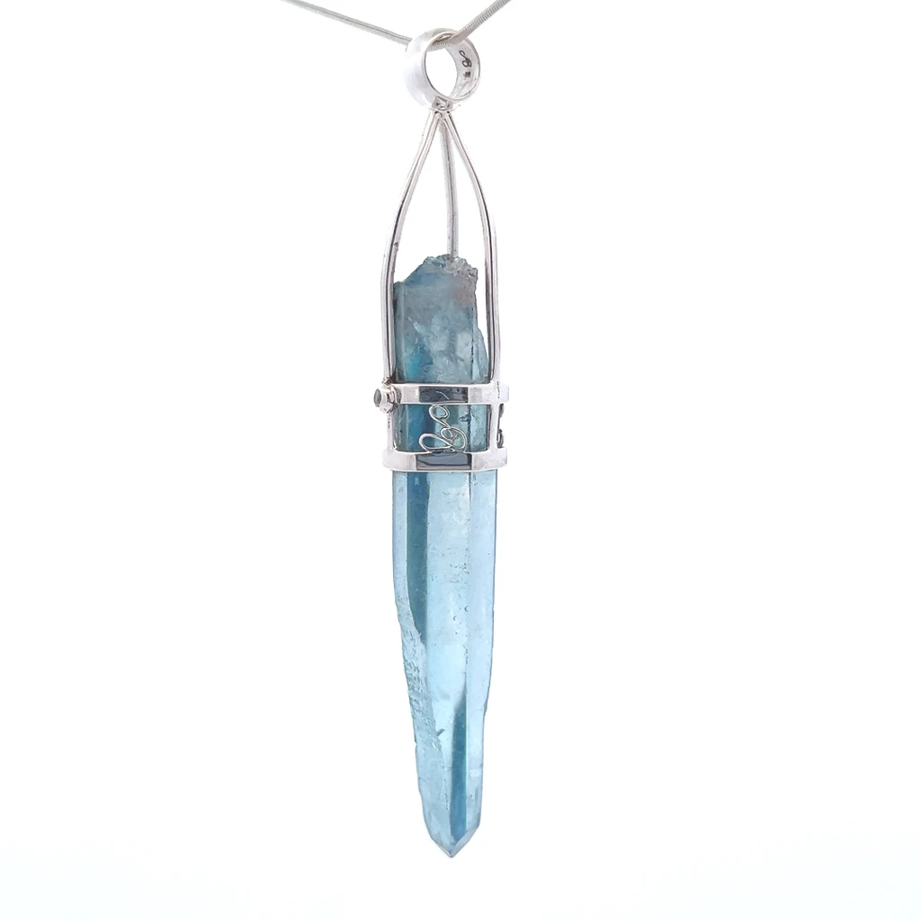 Aqua Aura Crystal Pendant Necklace (SB2815)