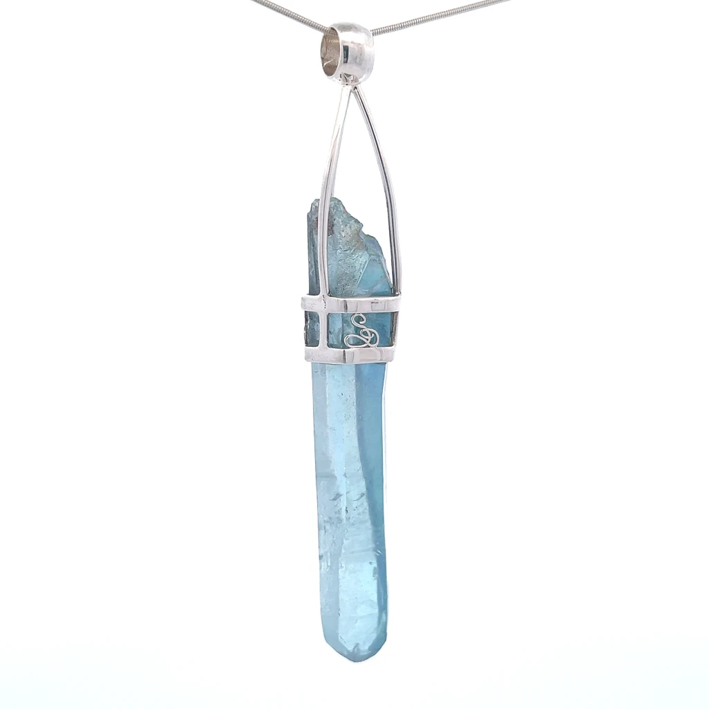 Aqua Aura Crystal Pendant Necklace (SB2815)