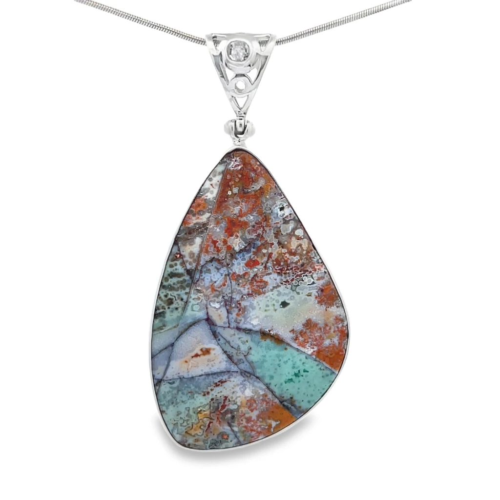Green Opal Petrified Fossil Wood Pendant
