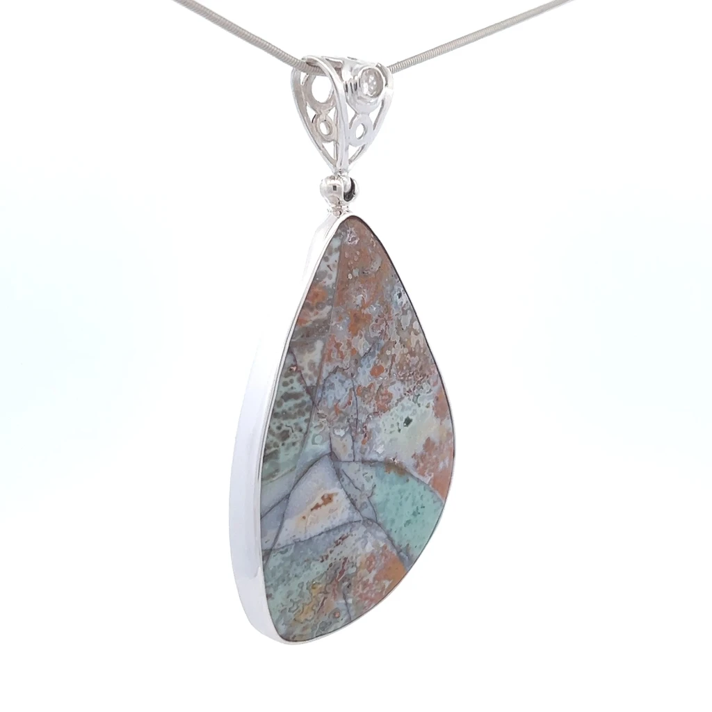 Green Opal Petrified Fossil Wood Pendant