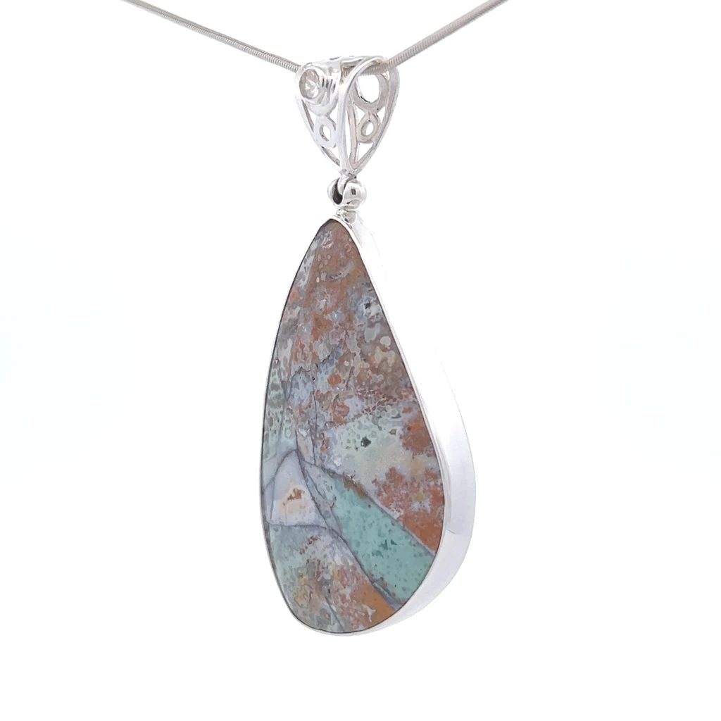 Green Opal Petrified Fossil Wood Pendant