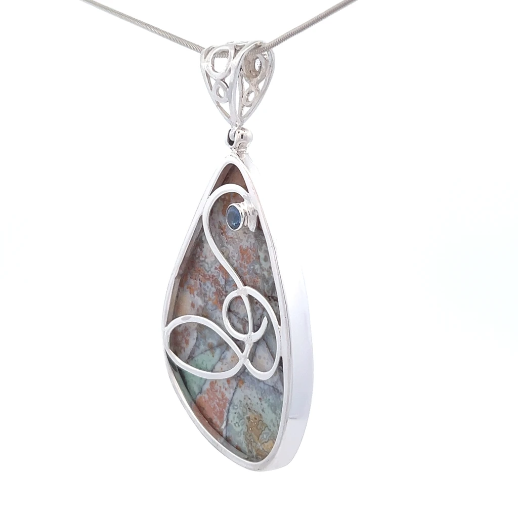 Green Opal Petrified Fossil Wood Pendant
