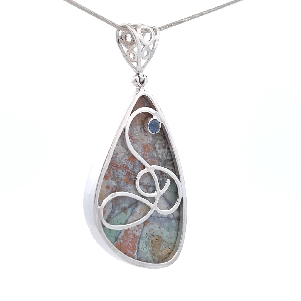 Green Opal Petrified Fossil Wood Pendant