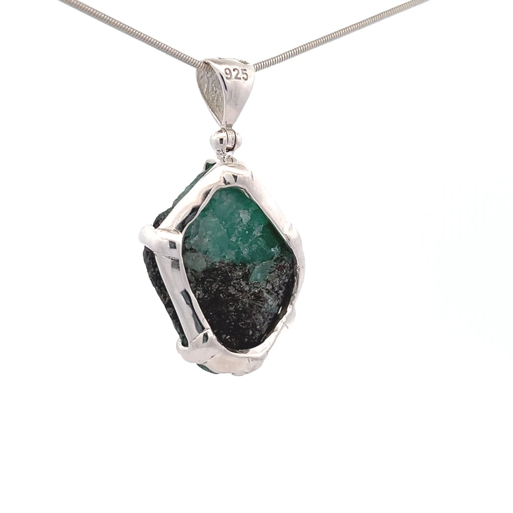 Emerald in Quartz Pendant Necklace (SB3149)