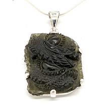 Carved Moldavite Dragon Pendant (SB2282)