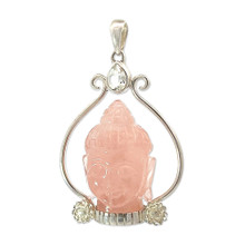 Carved Rose Quartz Pendant Necklace