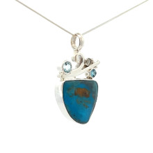 Peruvian Blue Opal Topaz Pendant Necklace