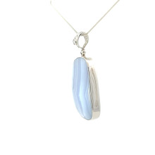 Blue Lace Agate Pendant Necklace (M1290)