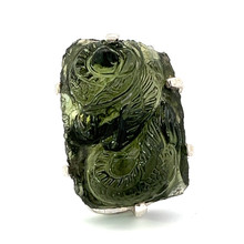 Hand-Carved Moldavite Crystal Ring (8.0)