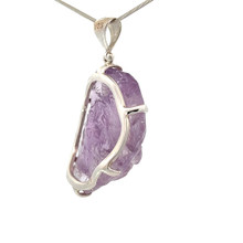 Carved Amethyst Pendant Necklace (SB3168)
