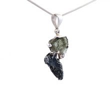 Moldavite Campo Meteorite Pendant