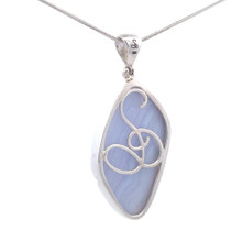 Blue Lace Agate Pendant Necklace (AE1220)