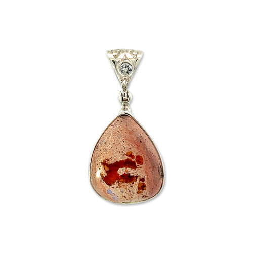 Fire Opal Pendant Necklace (M1120)