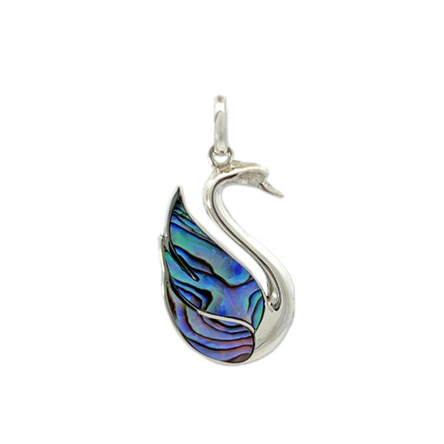 Abalone Shell Swan Pendant Necklace