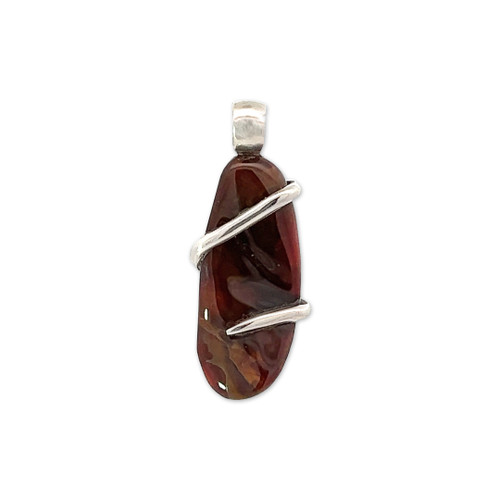  Fire Agate Pendant Necklace (M1265)