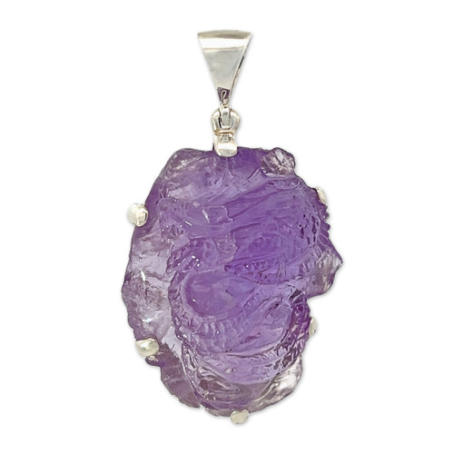 Carved Amethyst Pendant Necklace (SB2659)