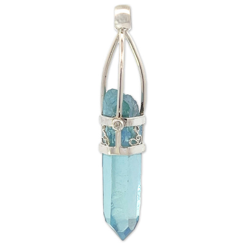 Aqua Aura Crystal Pendant Necklace (SP1022)