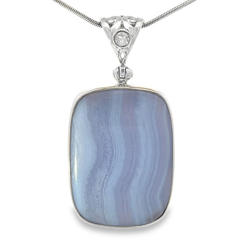 Blue Lace Agate Pendant Necklace (AE1220)