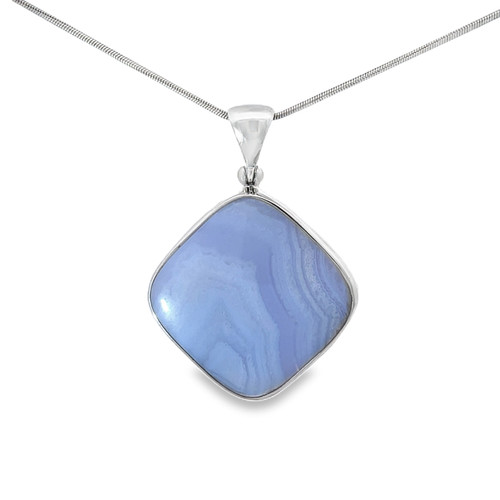 Blue Lace Agate Pendant Necklace (M1290)