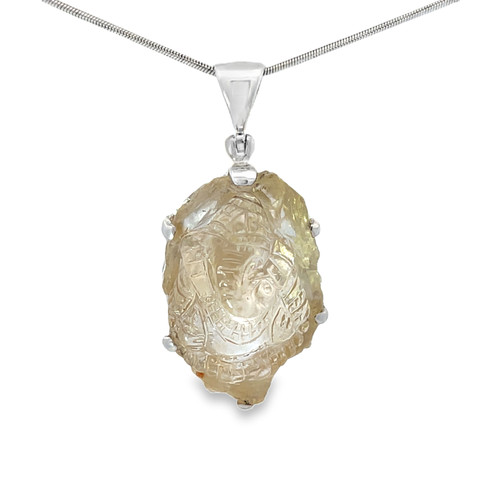 Carved Citrine Pendant Necklace (SB3155)