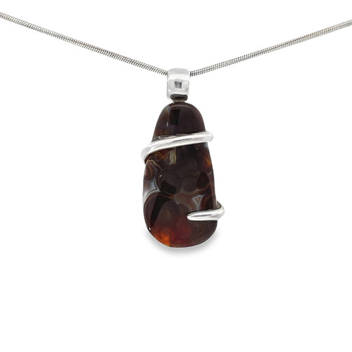 Fire Agate Pendant Necklace (SE1254)