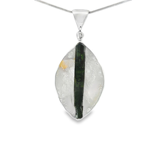 Green Tourmaline in Quartz Pendant (SB1277)