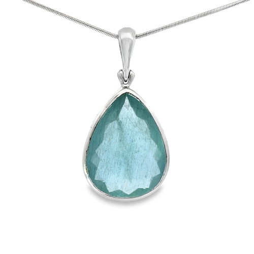 Faceted Aquamarine Pendant Necklace (SB3338)